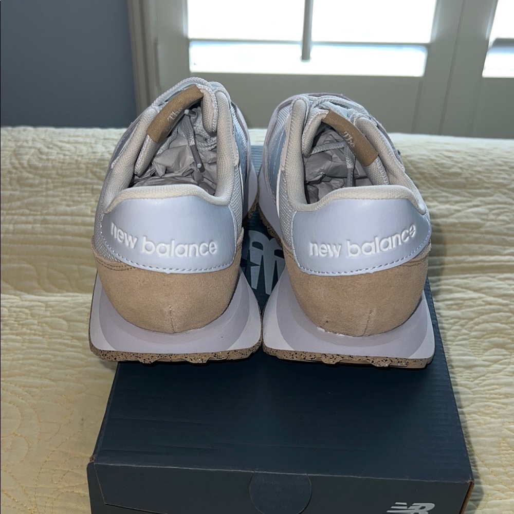 New Balance Women's 237 White and Brown Sneakers - Picture 4 of 6